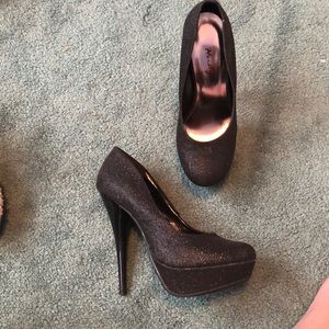 Black sequin heels